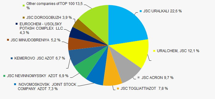 Picture 3. The share of TOP 10 companies in total 2020 revenue of TOP 100 
