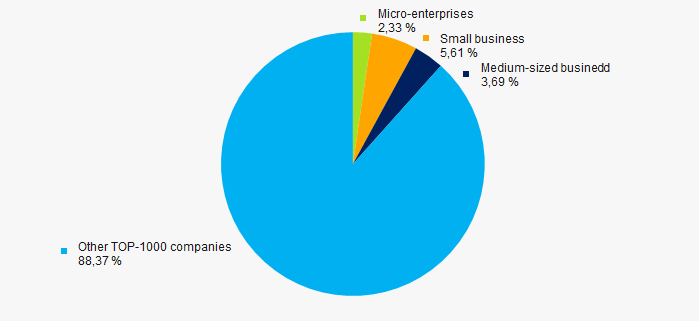 Picture 10. Shares of small and medium-sized enterprises in TOP-1000, %