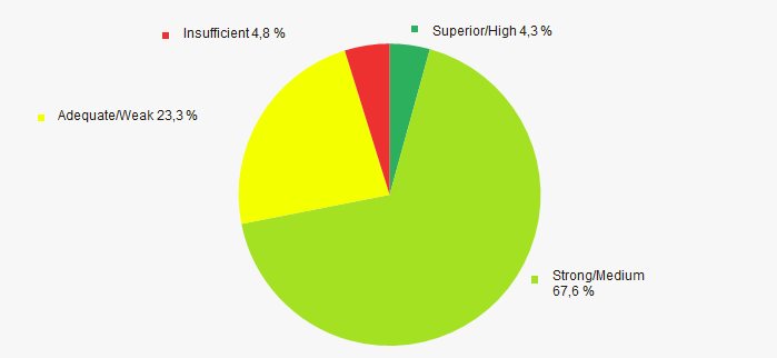 Picture 13. Distribution of TOP-1000 companies by solvency index Globas 