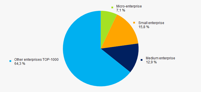 Picture 12. Shares of small and medium enterprises in TOP-1000 companies, %