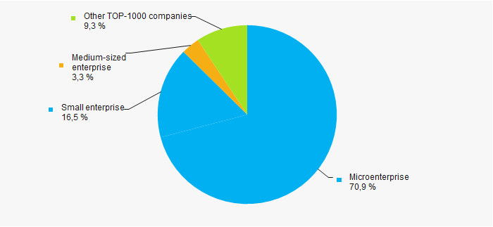 Picture 11. Shares of small and medium-sized enterprises in TOP-1000 companies of the sector, %