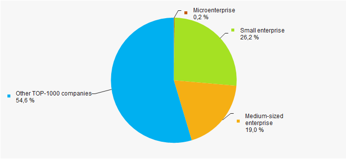 Picture 10. Shares of small and medium-sized enterprises in TOP-1000 companies, %